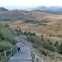 The stairs on the northeast slope of the extinct volcano Puy de Dôme (west of Clermont-Ferrand)